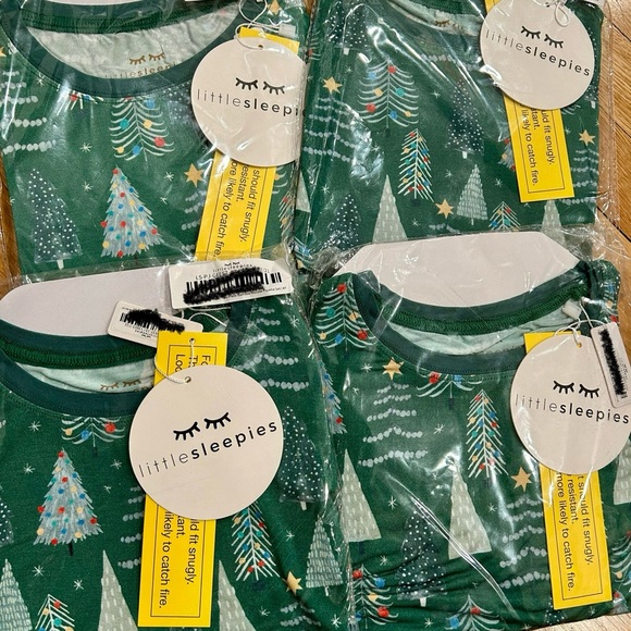 NWT Little Sleepies Green Christmas Trees PJ Set - Picture 2 of 3
